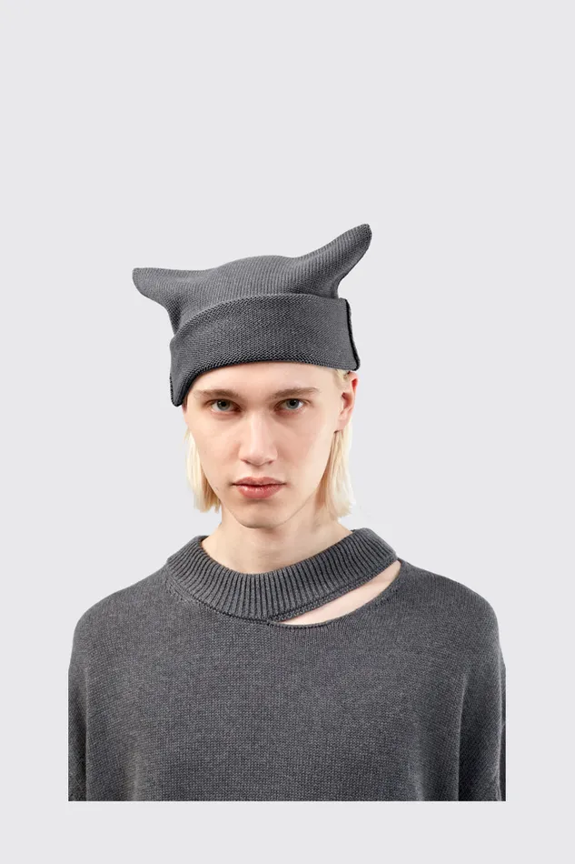 Women Knit Hat Gray Melange Knit Hat One Size Camper Knit Women Knit Hat Gray Melange Knit Hat One Size Camper Knit