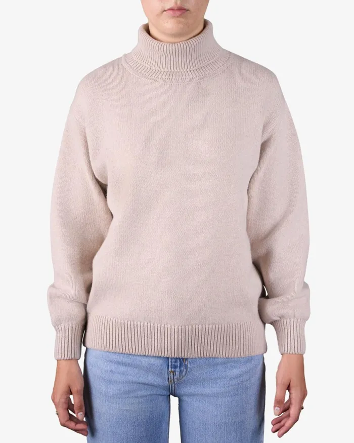 Women Knit Sweaters Colorful Standard Merino Wool Turtleneck Polar Blue