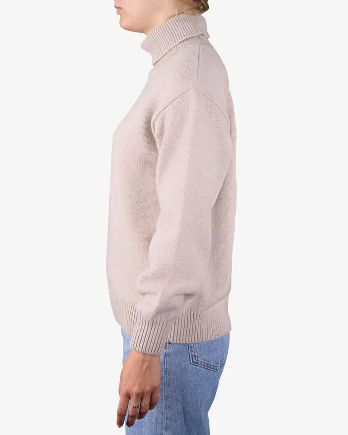 Women Knit Sweaters Colorful Standard Merino Wool Turtleneck Polar Blue