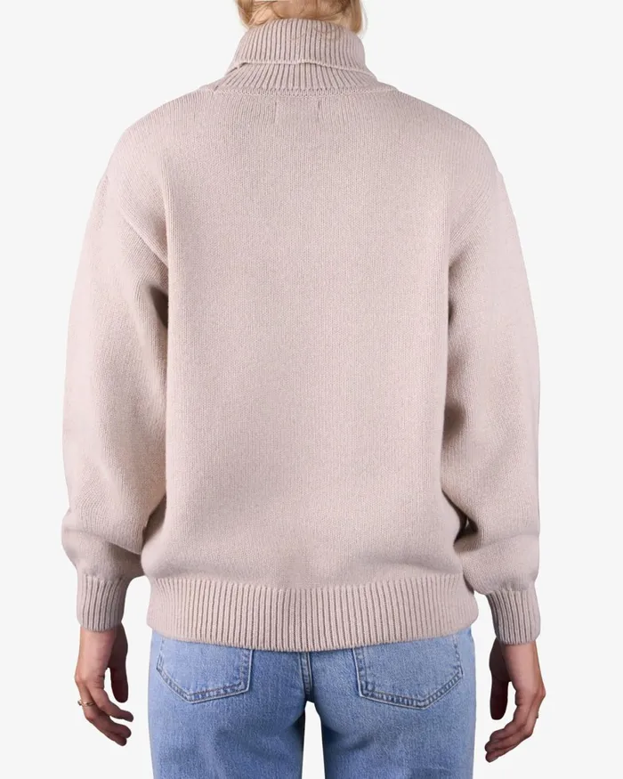 Women Knit Sweaters Colorful Standard Merino Wool Turtleneck Polar Blue