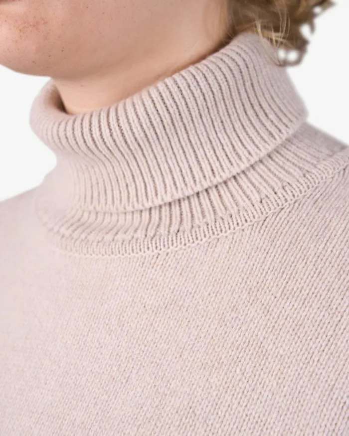 Women Knit Sweaters Colorful Standard Merino Wool Turtleneck Polar Blue