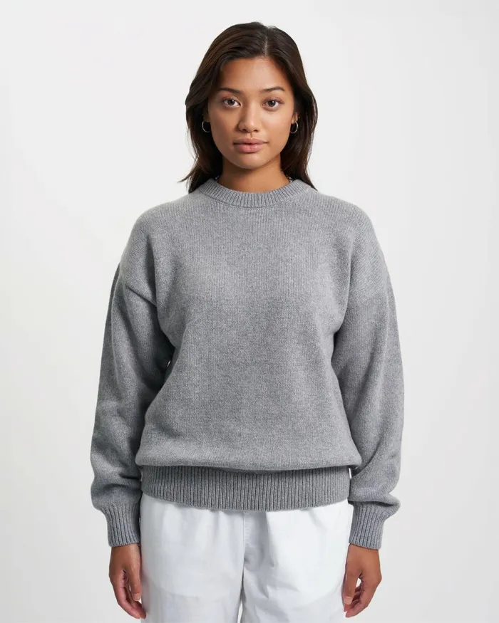Women Knit Sweaters Colorful Standard Oversized Merino Wool Crew Burned Yellow