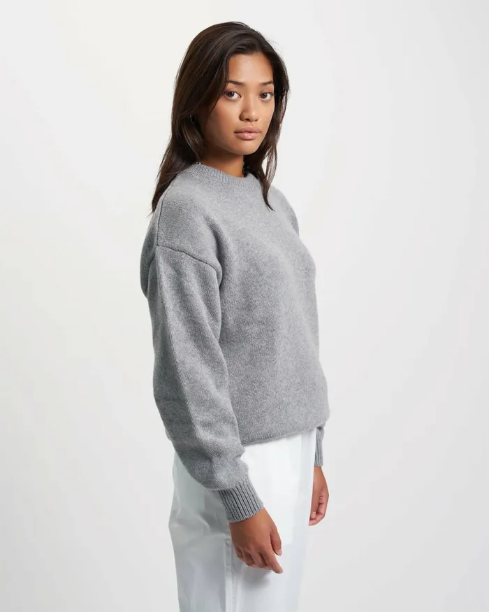 Women Knit Sweaters Colorful Standard Oversized Merino Wool Crew Burned Yellow