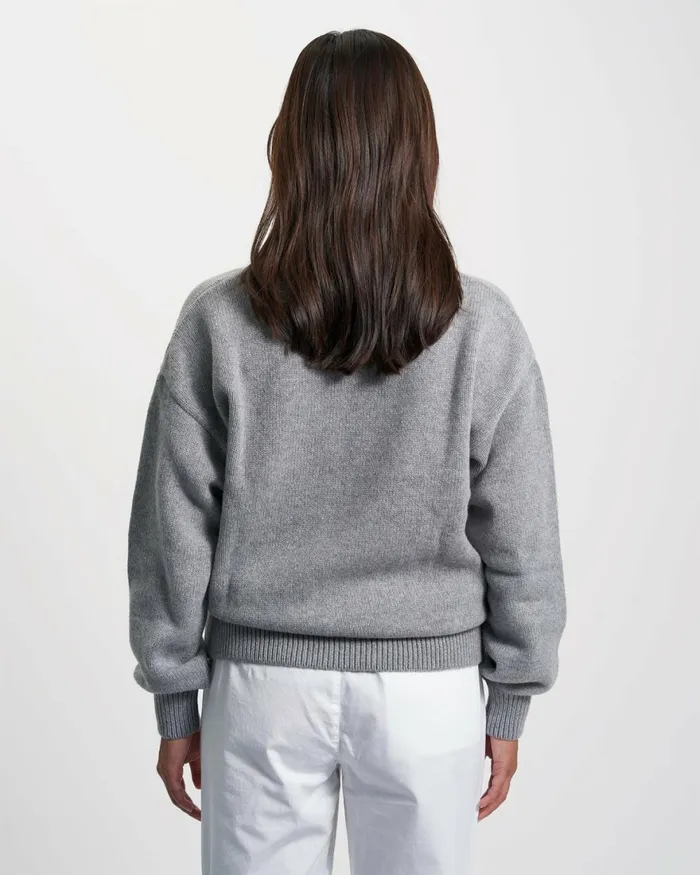Women Knit Sweaters Colorful Standard Oversized Merino Wool Crew Burned Yellow