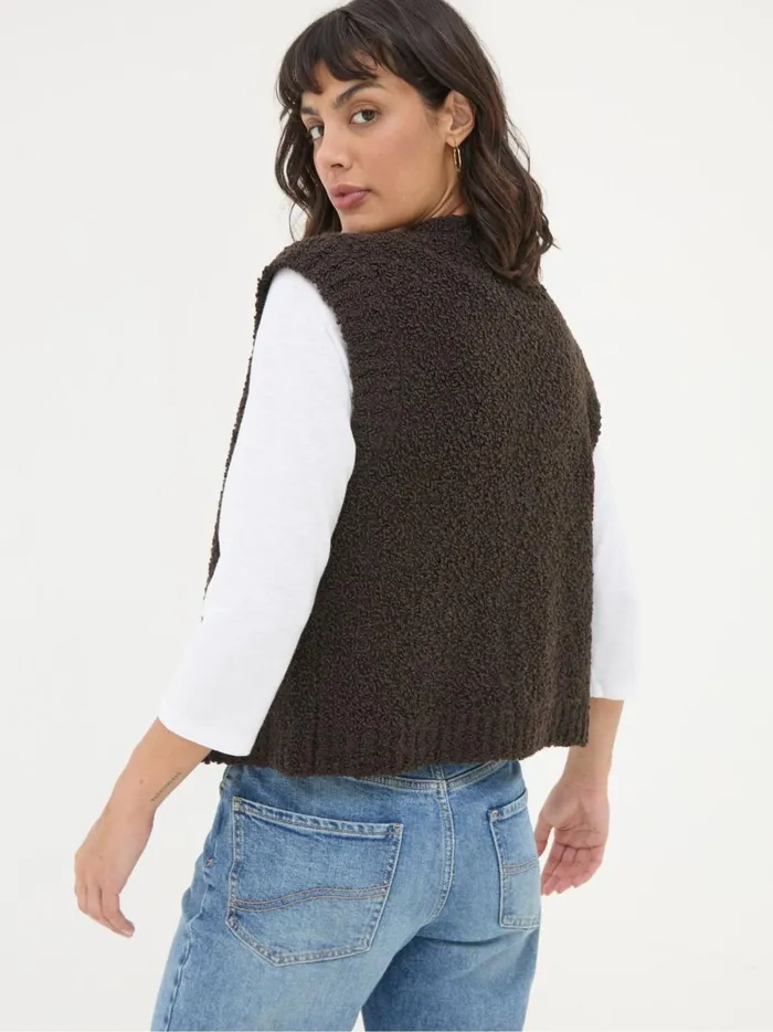 Women Knitwear Fat Face Chocolate Brown Lena Knitted Waistcoat
