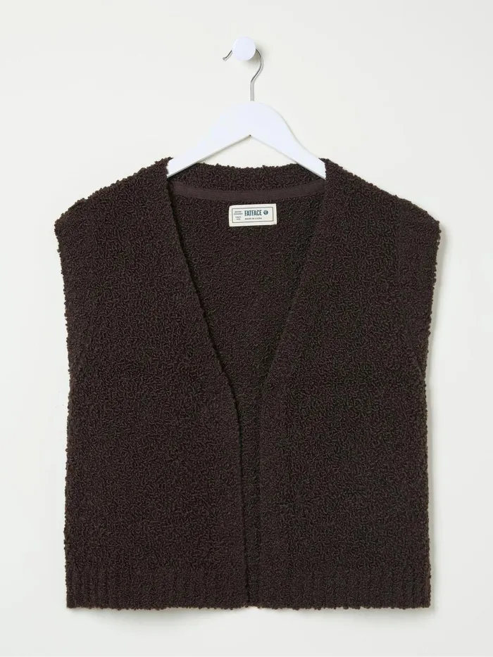 Women Knitwear Fat Face Chocolate Brown Lena Knitted Waistcoat