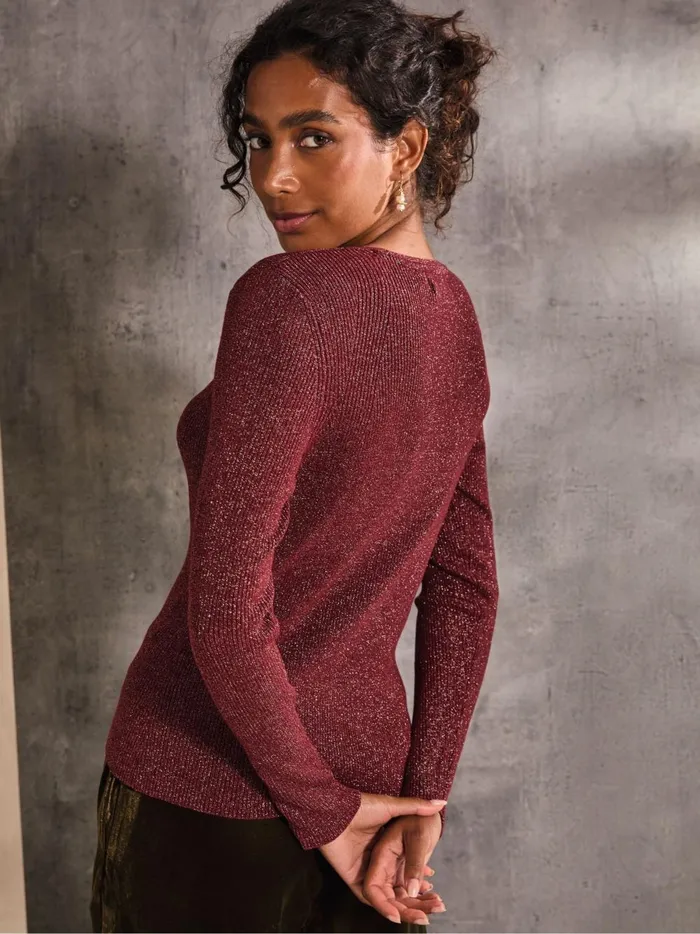 Women Knitwear Fat Face Dark Red Corine Cardigan