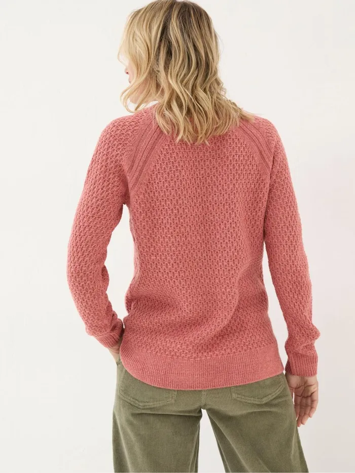 Women Knitwear Fat Face Ella Dusky Orange Textured Jumper