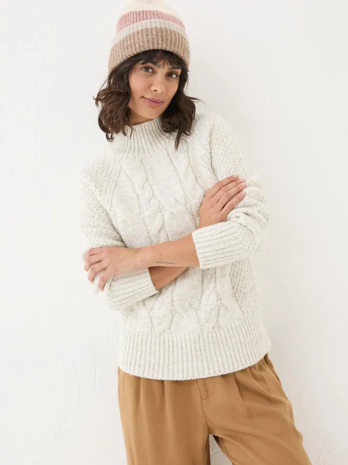 Women Knitwear Fat Face Ivory Cali Cable Jumper