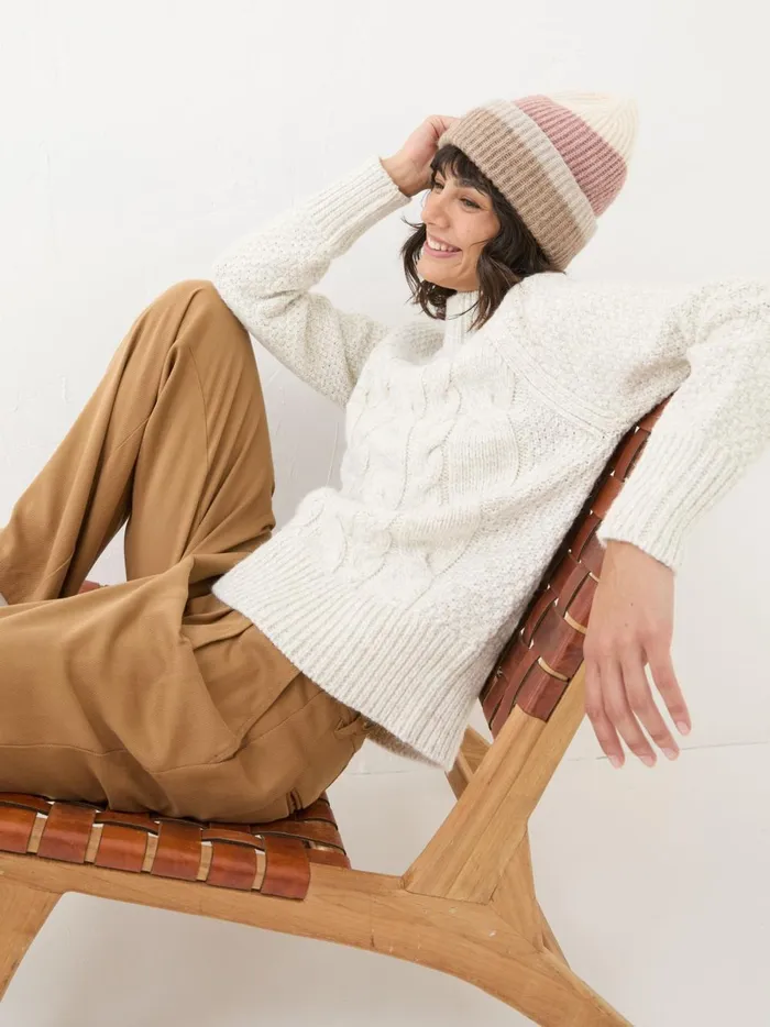 Women Knitwear Fat Face Ivory Cali Cable Jumper