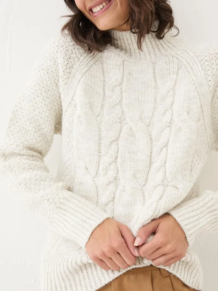 Women Knitwear Fat Face Ivory Cali Cable Jumper
