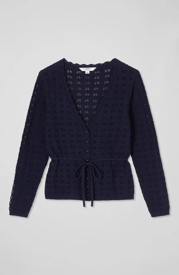 Women Knitwear LKBennett Amie Navy Organic Cotton Cardigan Navy Women Knitwear LKBennett Amie Navy Organic Cotton Cardigan Navy