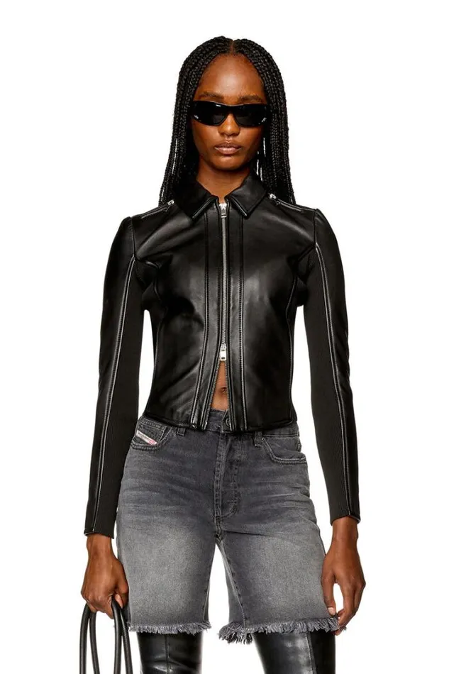 Women LSask Black Diesel Outerwear And Jackets Women LSask Black Diesel Outerwear And Jackets