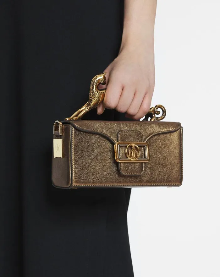 Women Lanvin Crossbody Bags and Shoulder Bags Nano Pencil Cat Bag In Metallic Grained Leather Bronze Women Lanvin Crossbody Bags and Shoulder Bags Nano Pencil Cat Bag In Metallic Grained Leather Bronze