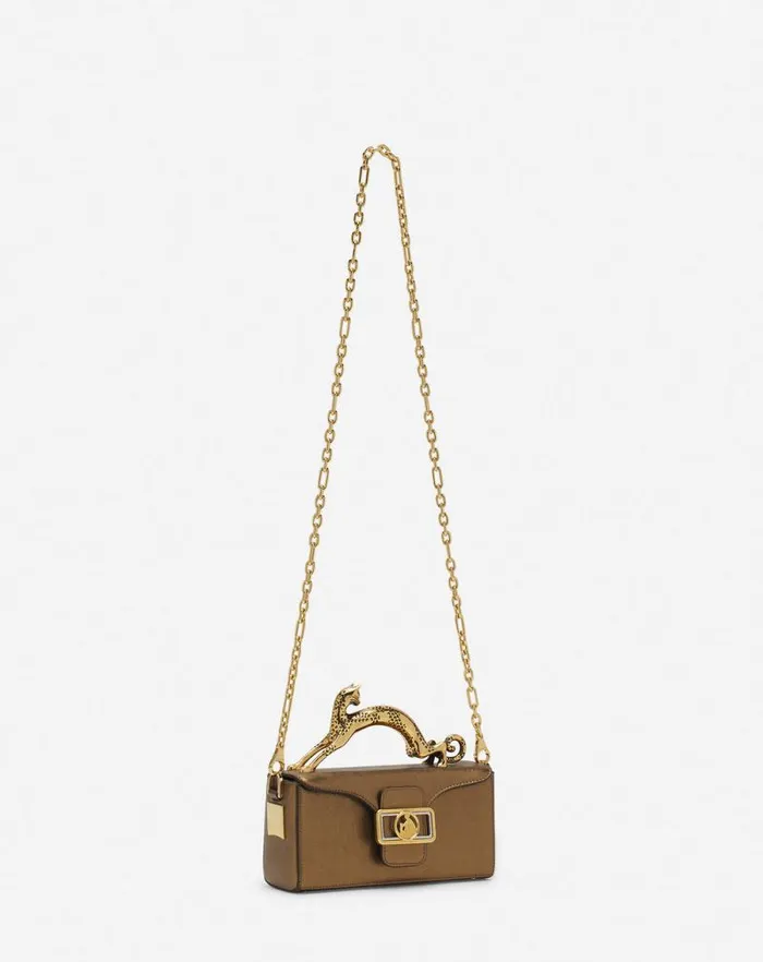 Women Lanvin Crossbody Bags and Shoulder Bags Nano Pencil Cat Bag In Metallic Grained Leather Bronze Women Lanvin Crossbody Bags and Shoulder Bags Nano Pencil Cat Bag In Metallic Grained Leather Bronze
