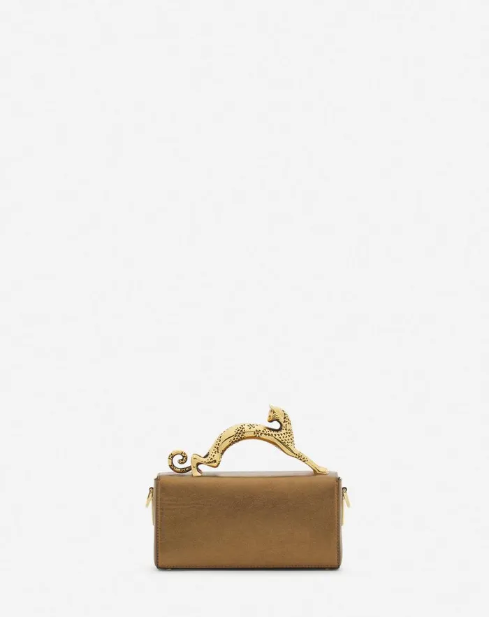 Women Lanvin Crossbody Bags and Shoulder Bags Nano Pencil Cat Bag In Metallic Grained Leather Bronze Women Lanvin Crossbody Bags and Shoulder Bags Nano Pencil Cat Bag In Metallic Grained Leather Bronze