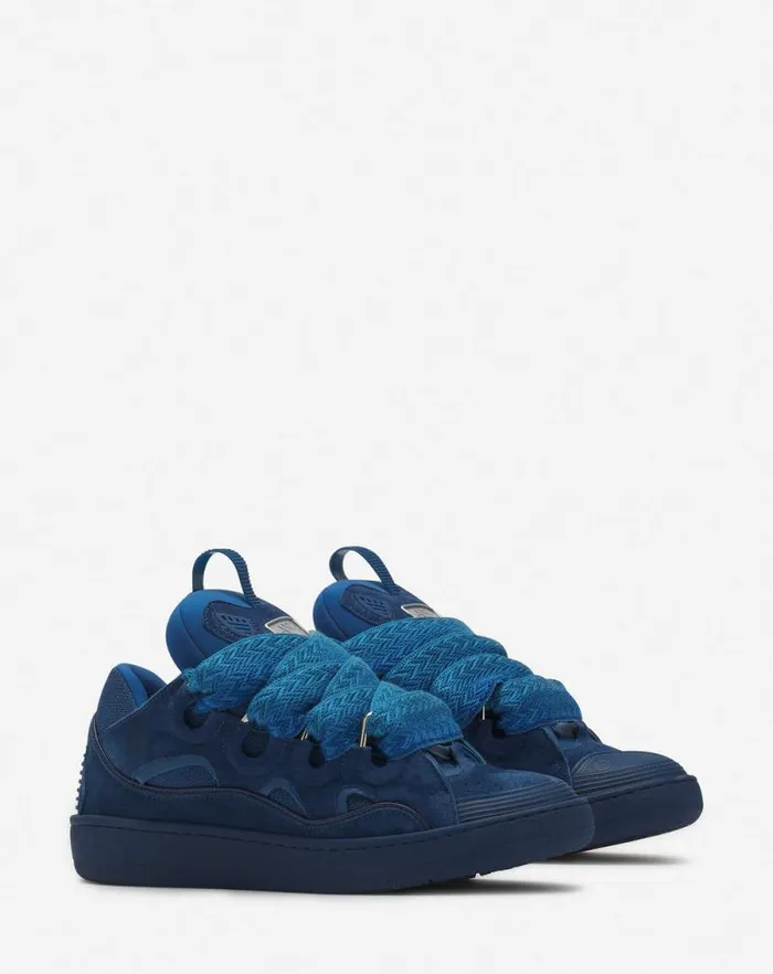 Women Lanvin Curb Curb Leather Sneakers Petrol Blue Women Lanvin Curb Curb Leather Sneakers Petrol Blue