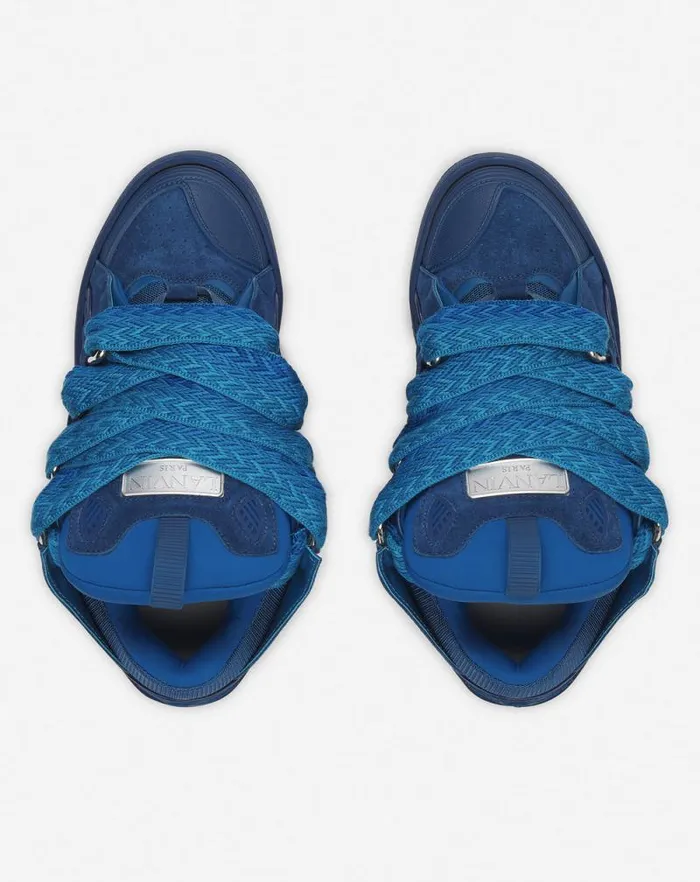 Women Lanvin Curb Curb Leather Sneakers Petrol Blue Women Lanvin Curb Curb Leather Sneakers Petrol Blue