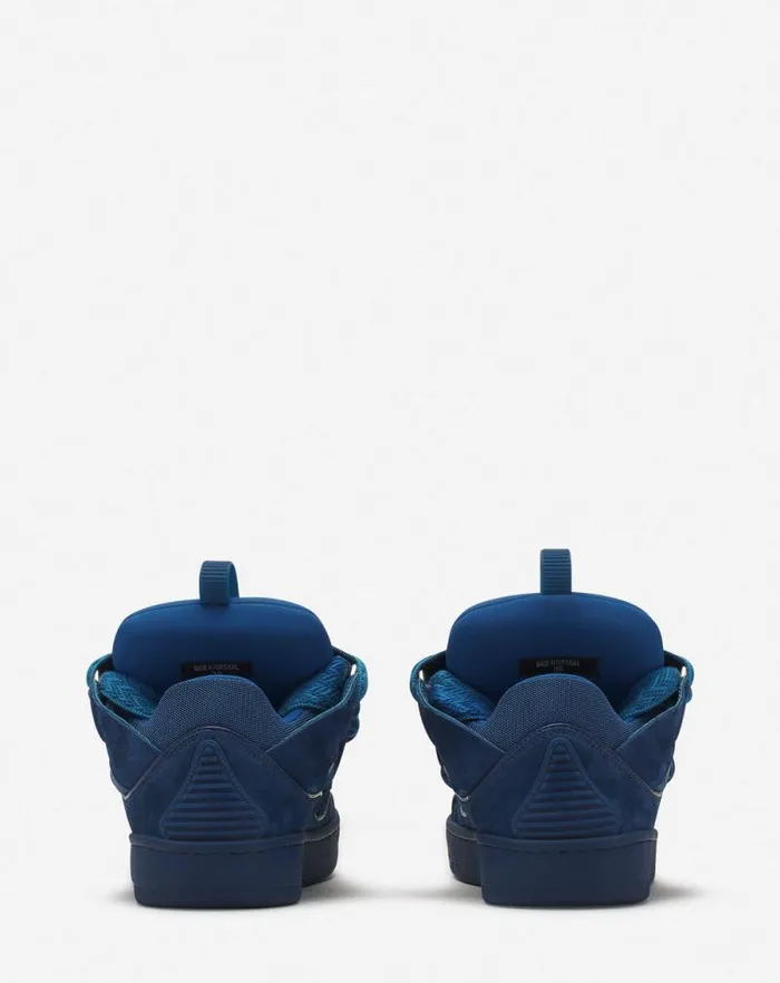 Women Lanvin Curb Curb Leather Sneakers Petrol Blue Women Lanvin Curb Curb Leather Sneakers Petrol Blue