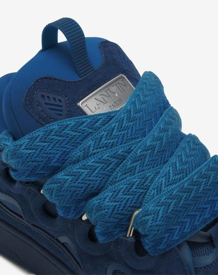 Women Lanvin Curb Curb Leather Sneakers Petrol Blue Women Lanvin Curb Curb Leather Sneakers Petrol Blue