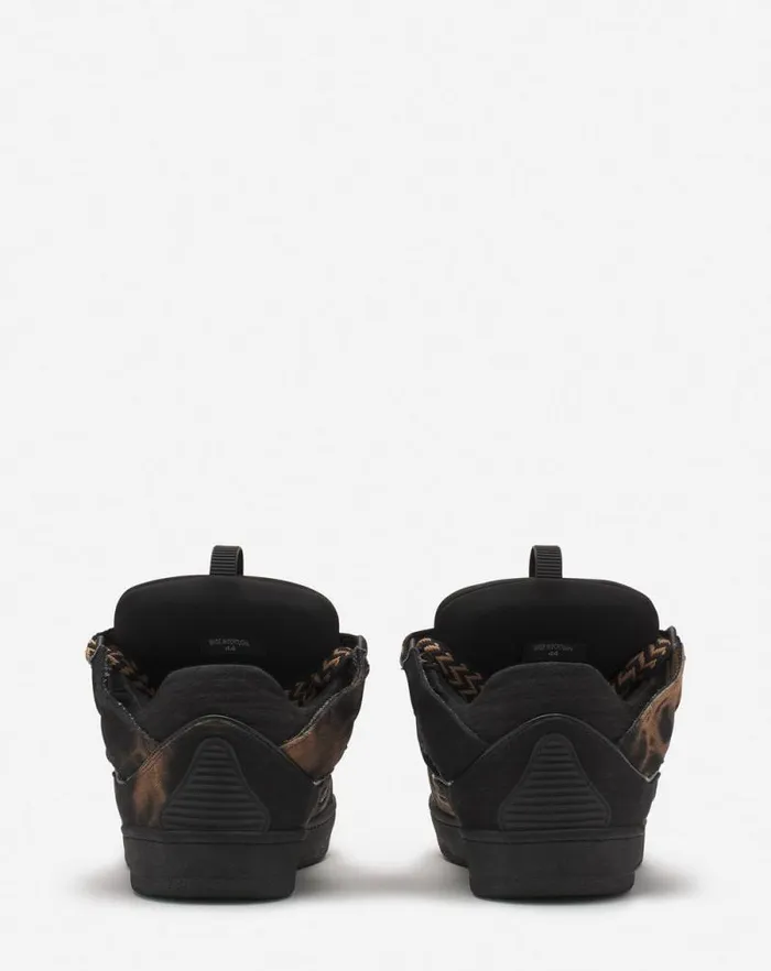 Women Lanvin Curb Curb Washed Denim Sneakers Blackbeige Women Lanvin Curb Curb Washed Denim Sneakers Blackbeige