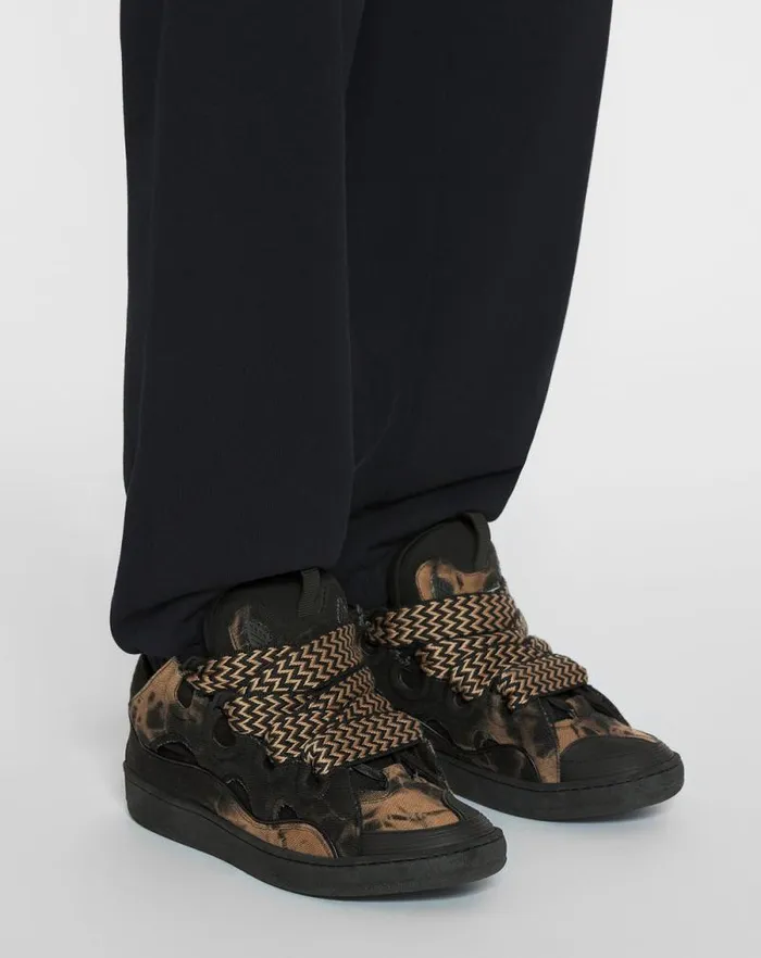 Women Lanvin Curb Curb Washed Denim Sneakers Blackbeige Women Lanvin Curb Curb Washed Denim Sneakers Blackbeige