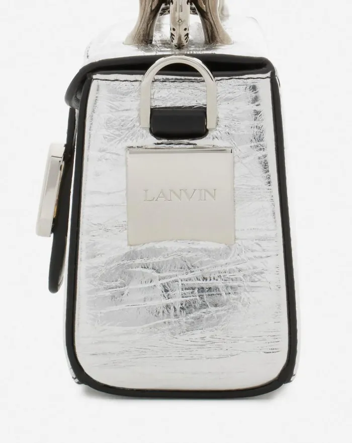 Women Lanvin Mini Bags and Clutches Nano Pencil Cat Bag In Metallic Leather Silver Women Lanvin Mini Bags and Clutches Nano Pencil Cat Bag In Metallic Leather Silver
