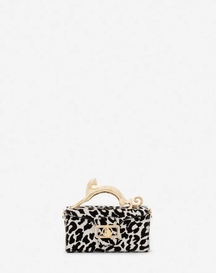 Women Lanvin Mini Bags and Clutches Nano Pencil Cat Bag In Ponyeffect Leather Blackwhite