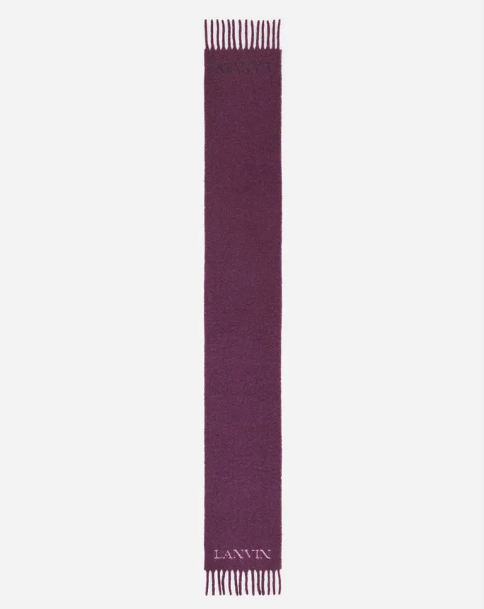 Women Lanvin Silks and Scarves Fringed Scarf In Wool Burgundy