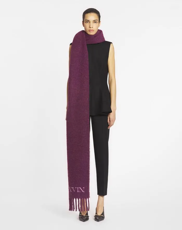 Women Lanvin Silks and Scarves Fringed Scarf In Wool Burgundy Women Lanvin Silks and Scarves Fringed Scarf In Wool Burgundy