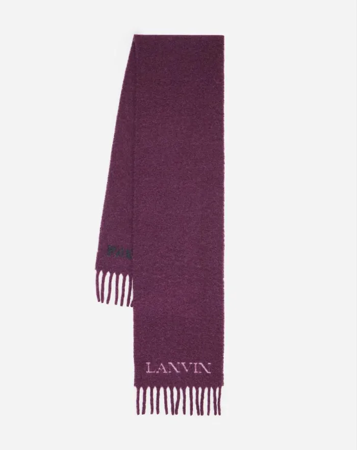 Women Lanvin Silks and Scarves Fringed Scarf In Wool Burgundy Women Lanvin Silks and Scarves Fringed Scarf In Wool Burgundy