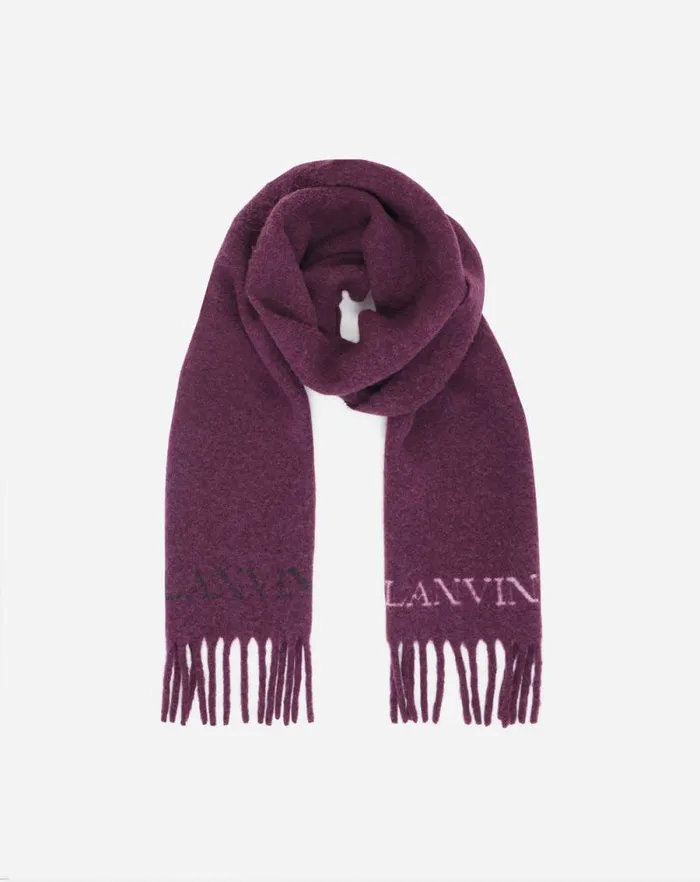 Women Lanvin Silks and Scarves Fringed Scarf In Wool Burgundy Women Lanvin Silks and Scarves Fringed Scarf In Wool Burgundy