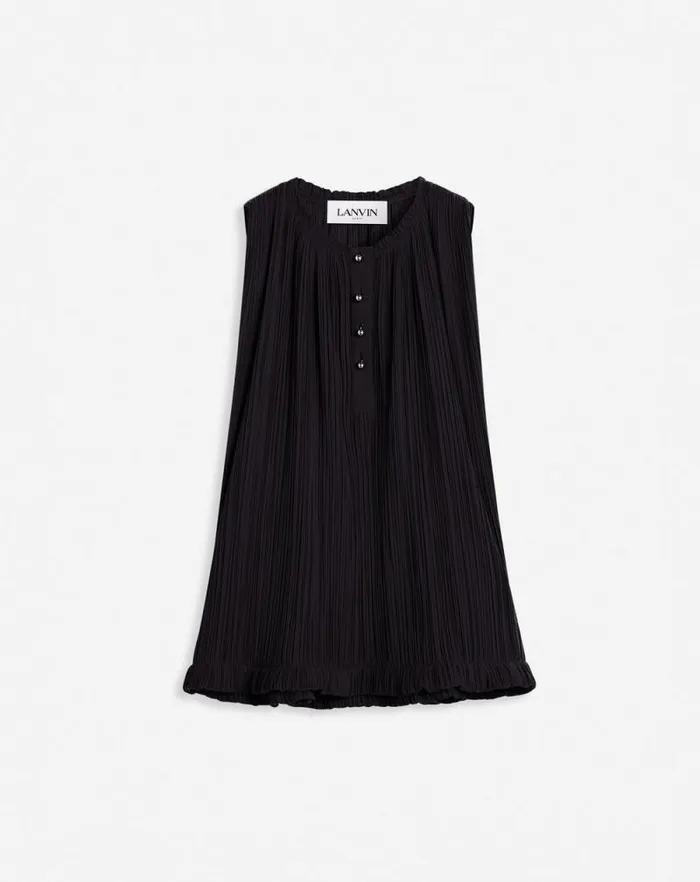 Women Lanvin Tops Sleeveless Pleated Top Black