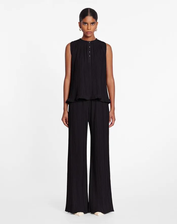 Women Lanvin Tops Sleeveless Pleated Top Black Women Lanvin Tops Sleeveless Pleated Top Black