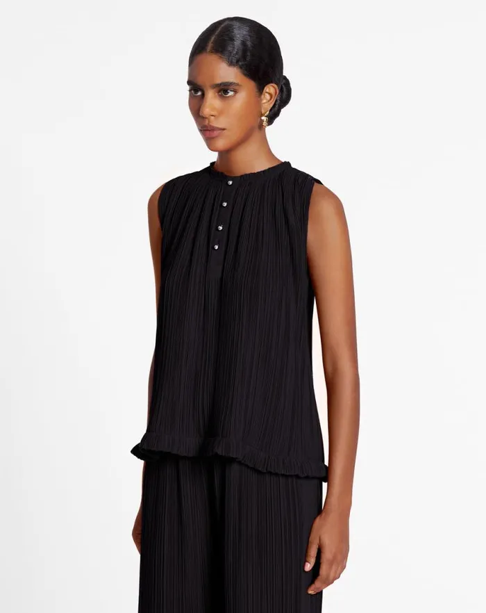 Women Lanvin Tops Sleeveless Pleated Top Black Women Lanvin Tops Sleeveless Pleated Top Black