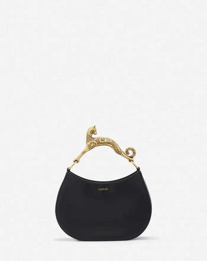 Women Lanvin Tote Bags and Top Handle Bags Hobo Cat Leather Bag Black