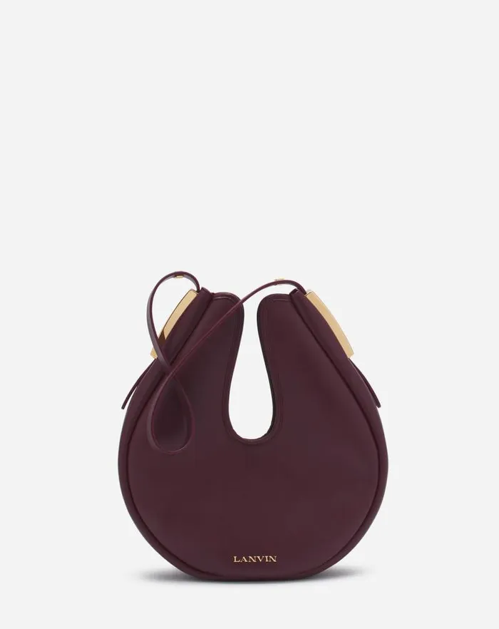 Women Lanvin Tote Bags and Top Handle Bags Hobo Cymbal Leather Bag Burgundy