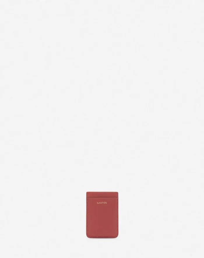 Women Lanvin Wallets and Small Leather Goods Magnetic Leather Cardholder Litchi