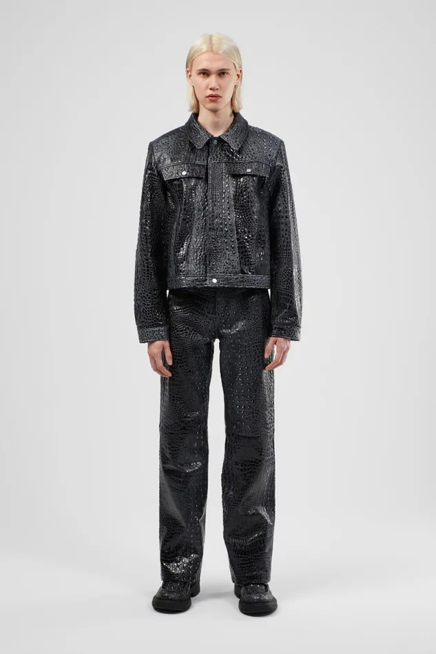 Women Leather Pants Dark Gray Leather Trousers Camper TrousersandShorts