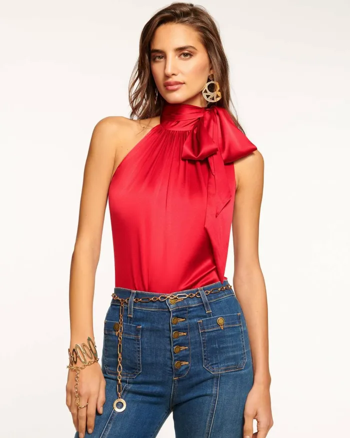 Women Lori High Neck Tank Top Spotted Camel Ramy Brook Tops