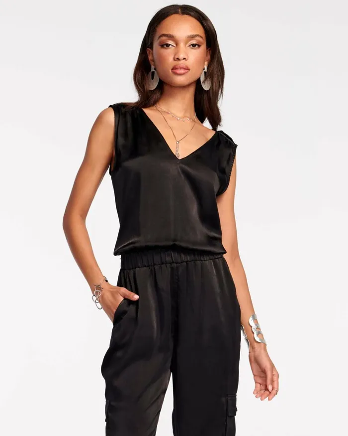 Women Melissa VNeck Jumpsuit Black Ramy Brook Dresses