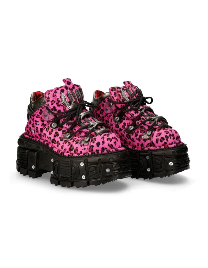 WomenMen Ankle Boot Animal Print Imperfect Tank With Laces MMet011C8 New Rock Booties