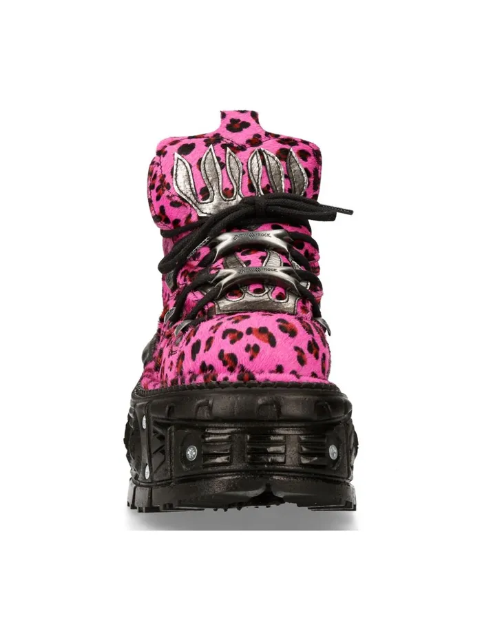 WomenMen Ankle Boot Animal Print Imperfect Tank With Laces MMet011C8 New Rock Booties WomenMen Ankle Boot Animal Print Imperfect Tank With Laces MMet011C8 New Rock Booties