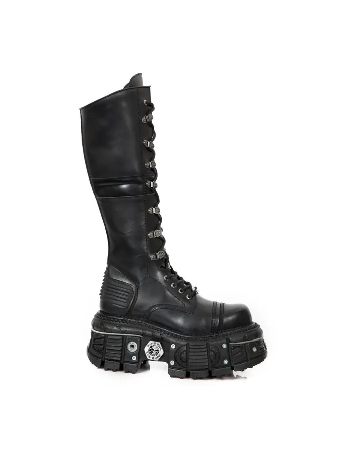 WomenMen High Boot Black Imperfect With Laces MTank004C1 New Rock Boots WomenMen High Boot Black Imperfect With Laces MTank004C1 New Rock Boots