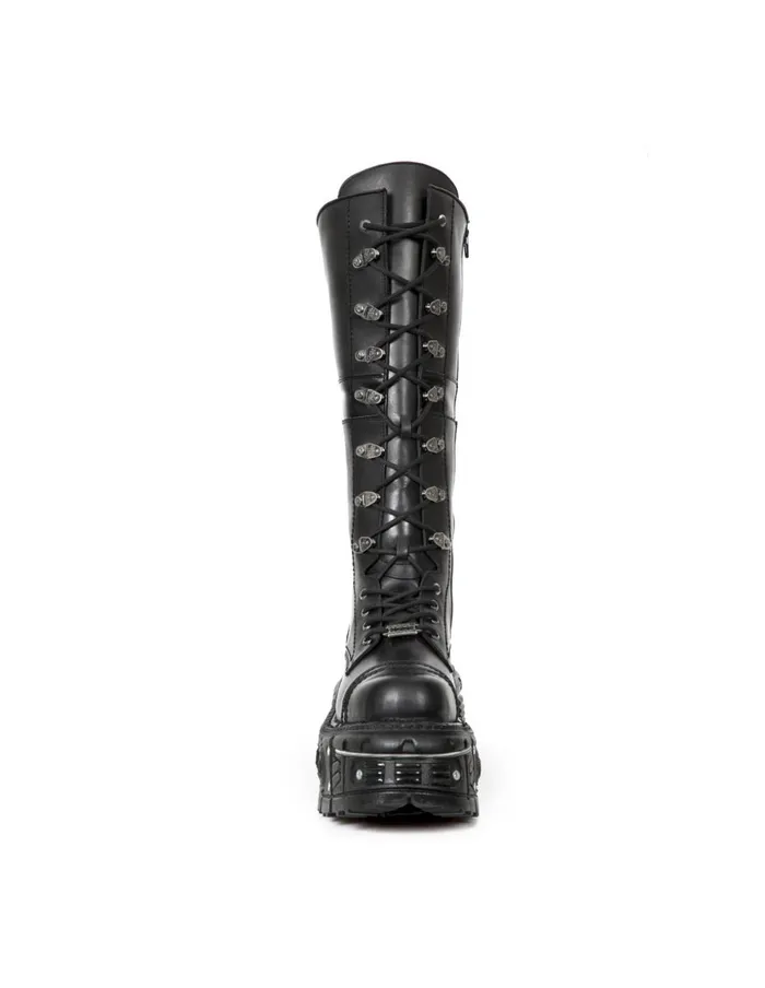 WomenMen High Boot Black Imperfect With Laces MTank004C1 New Rock Boots WomenMen High Boot Black Imperfect With Laces MTank004C1 New Rock Boots