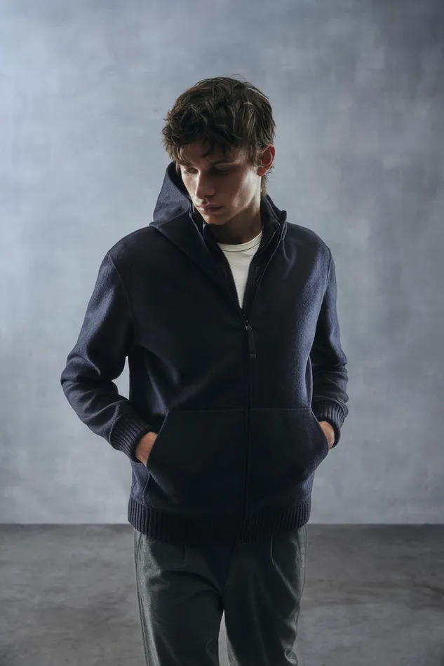 WomenMen Navy Blue Zeus Jacket Ecoalf Onepointzero
