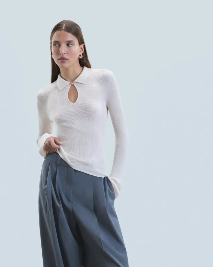 Women Merino Wool Sweaters From Future Polo Sweater Sand