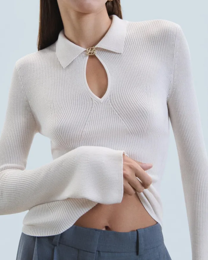 Women Merino Wool Sweaters From Future Polo Sweater Sand