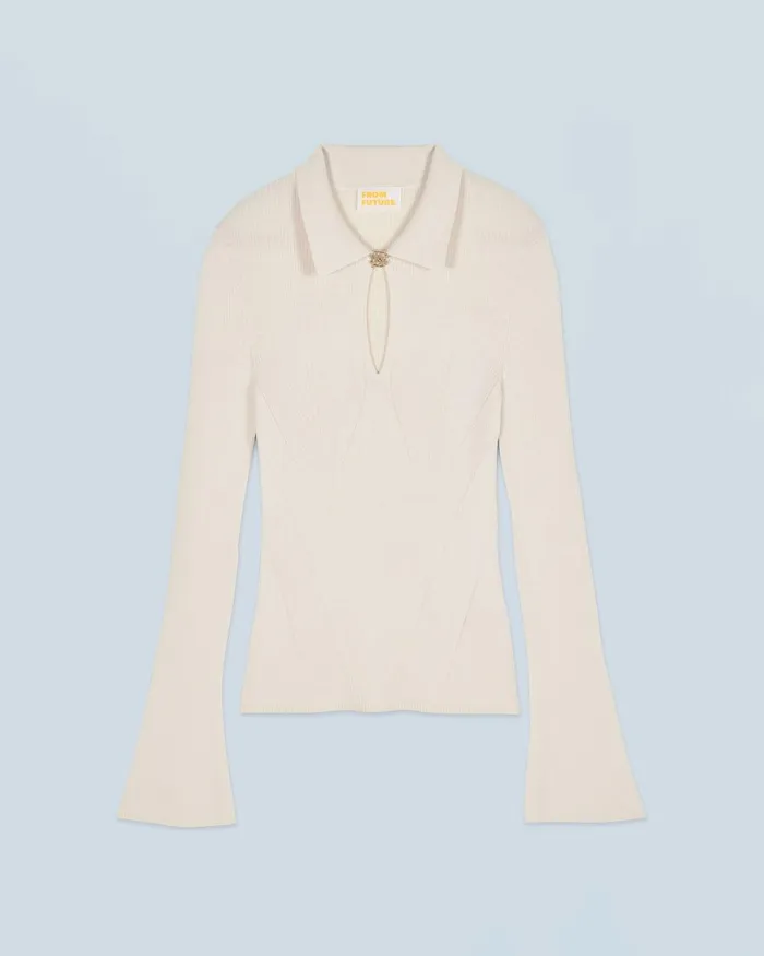 Women Merino Wool Sweaters From Future Polo Sweater Sand