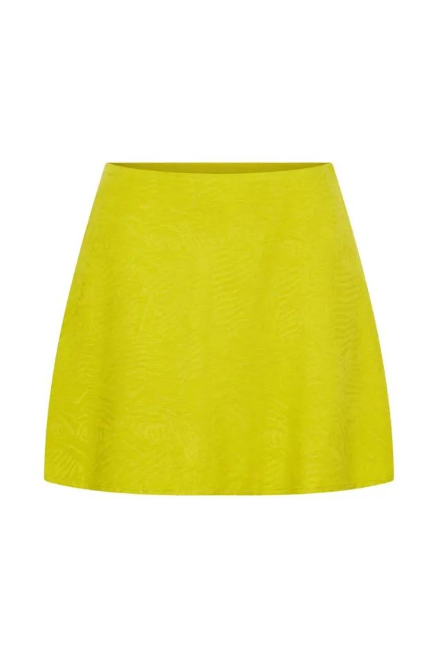 Women Meshki Bottoms Annalise Satin A Line Mini Skirt 8211 Chartreuse